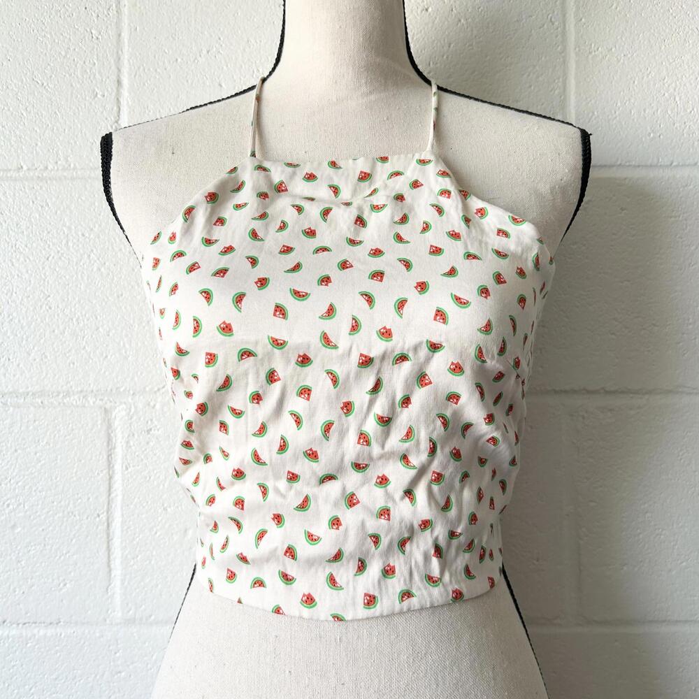 Zara Fruit Watermelon Satin Crossback Crop Top Women's Medium